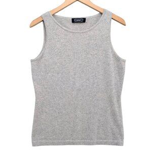 Magaschoni Cashmere Tank Top Sweater Womens Gray Knit Sleeveless Pullover Size M